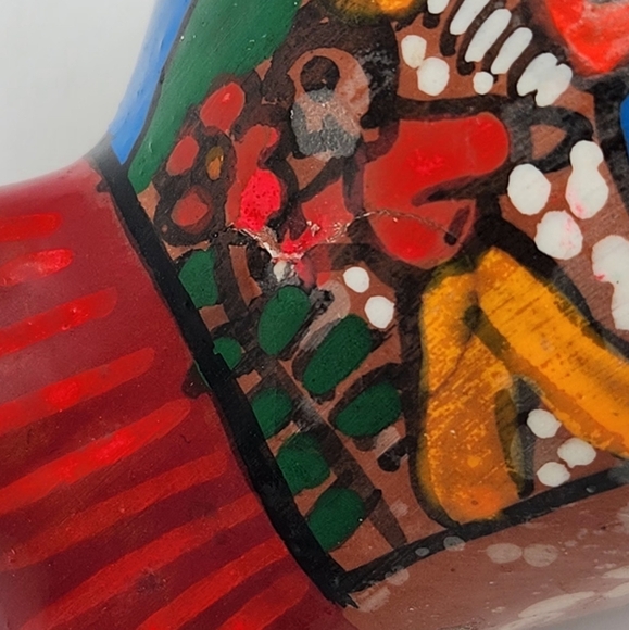 VTG Talavera Wide Mouth Fish Mexican Pottery Souvenir Hand Painted Folk Art 4”x7 - Picture 7 of 7